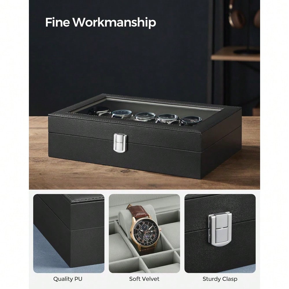 Watch Display Pillow - 12 Slot Black Watch Box Organizer,