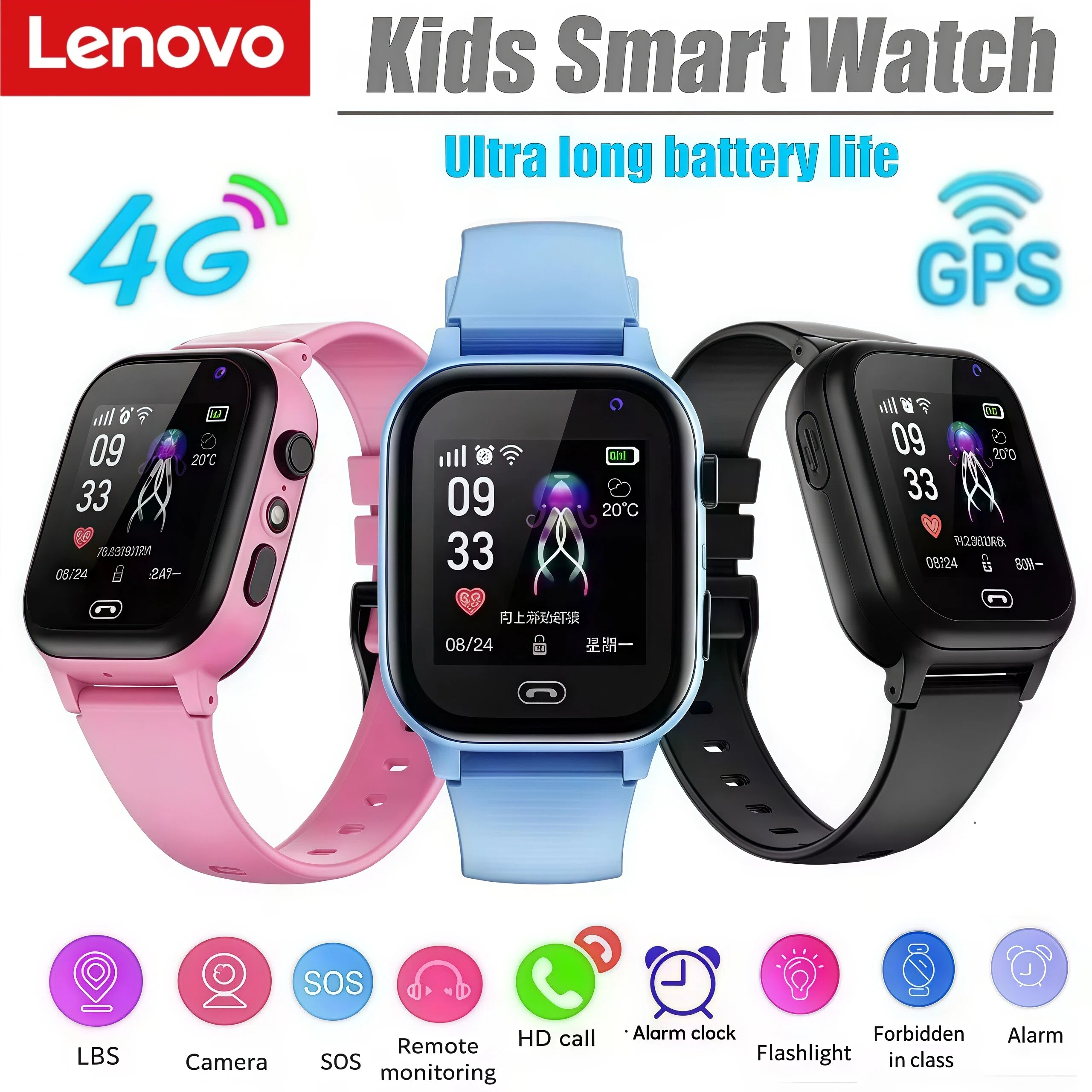 Smartwatch Watches Gift For Boys With Gps - Lenovo Kids Smart Watch SOS Wifi