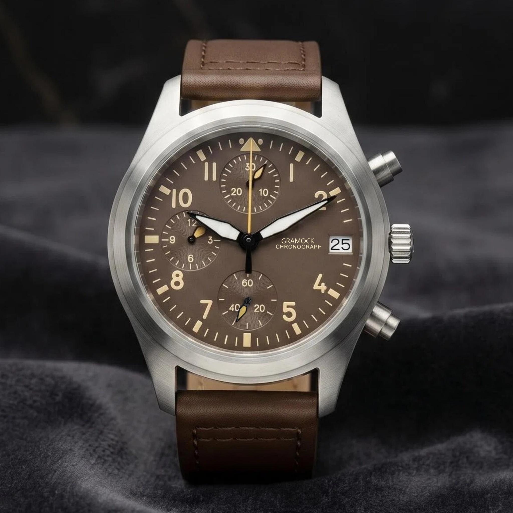 Chronograph Sport Watch - Men's 38mm Steel Dive Vintage Pilot