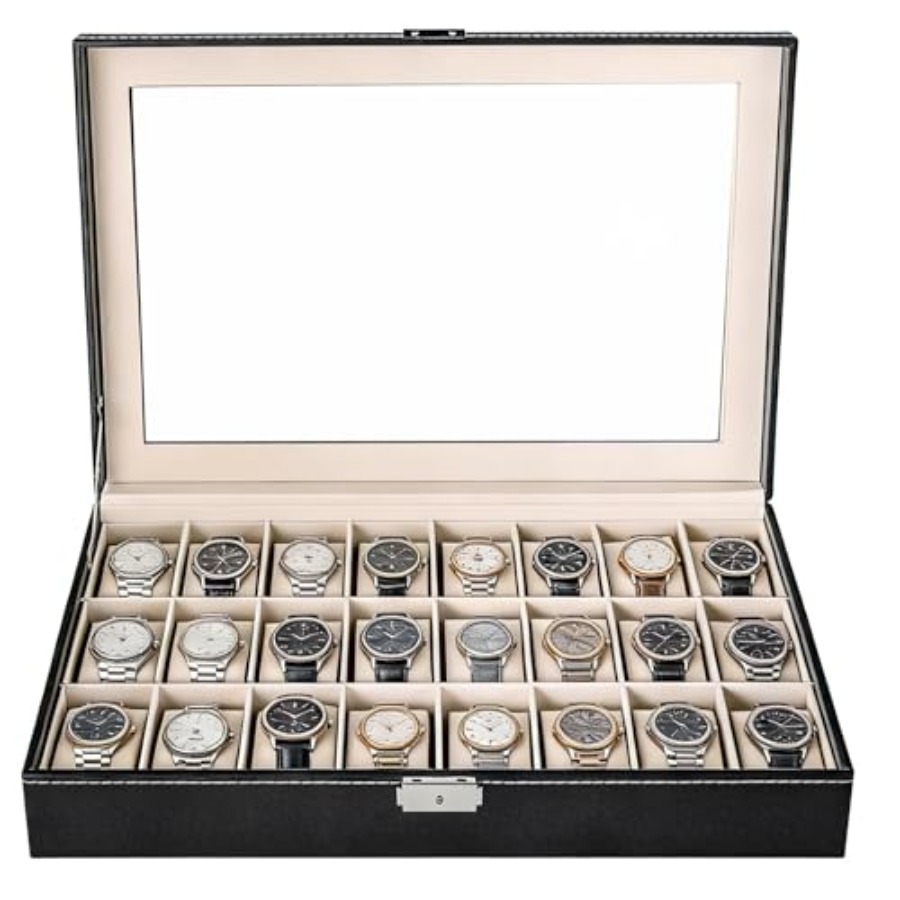 Watch Display Pillow - 24 Slots Watch Box, PU Leather