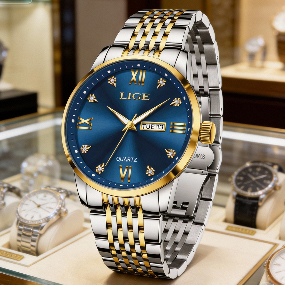 Smartwatch Watches For Men Digital - LIGE Men Watch Water Diamond Luxury