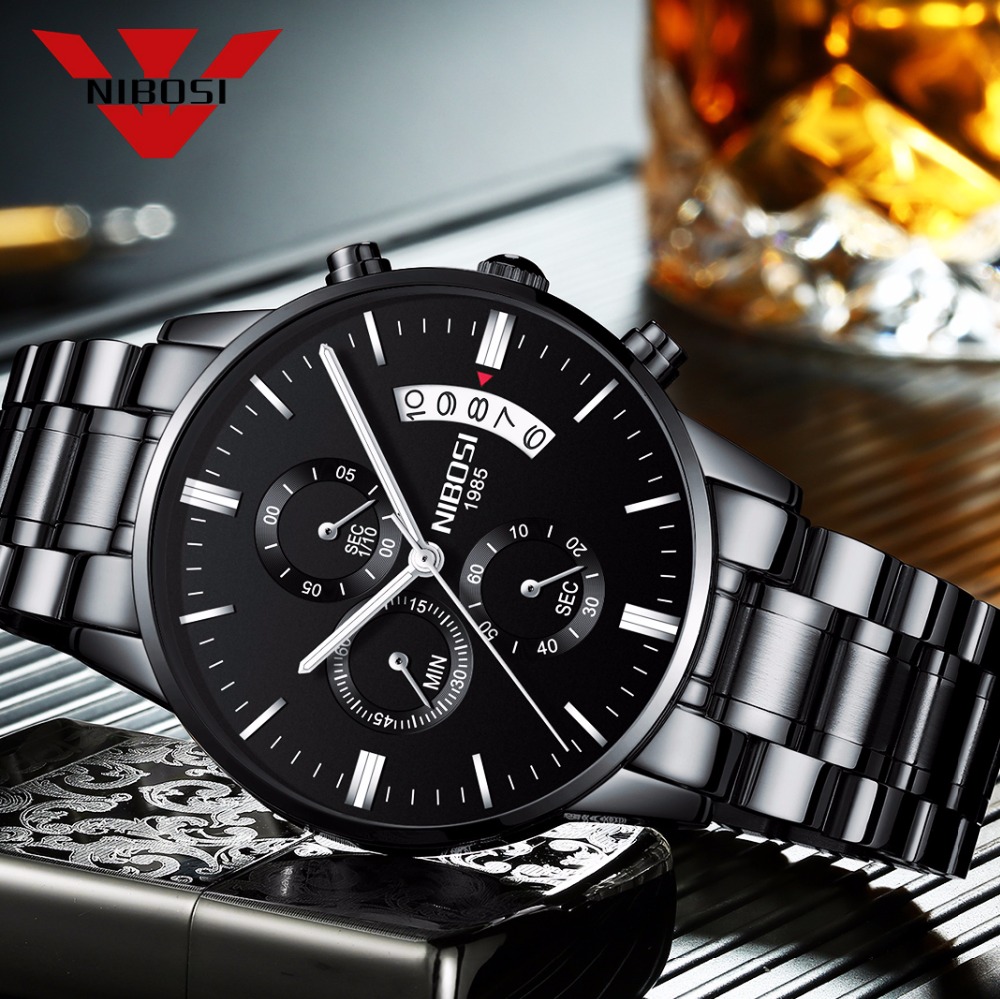 NIBOSI Stainless Steel Black Q - Smartwatch Watches For Men Brands บทวิจารณ์และราคา
