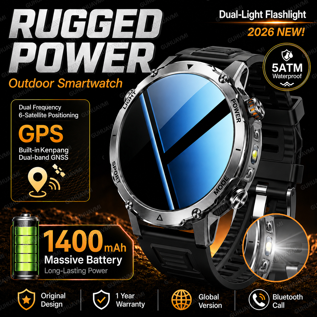 2026 New Rugged Power Smart Wa - Smartwatch Rugged Watches For Men บทวิจารณ์และราคา