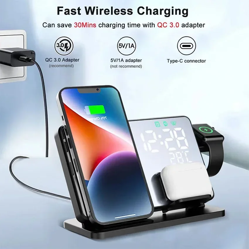 Wireless Charger Alarm Clock S - Iwatch Smartwatch บทวิจารณ์และราคา