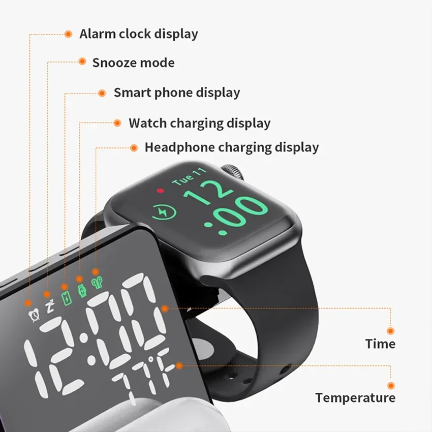 Wireless Charger Alarm Clock S - Iwatch Smartwatch บทวิจารณ์และราคา