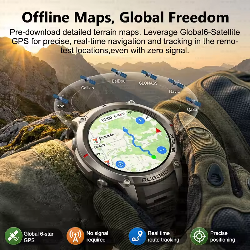 NEW Rugged Military GPS Offlin - Smartwatch Rugged Watches For Men บทวิจารณ์และราคา