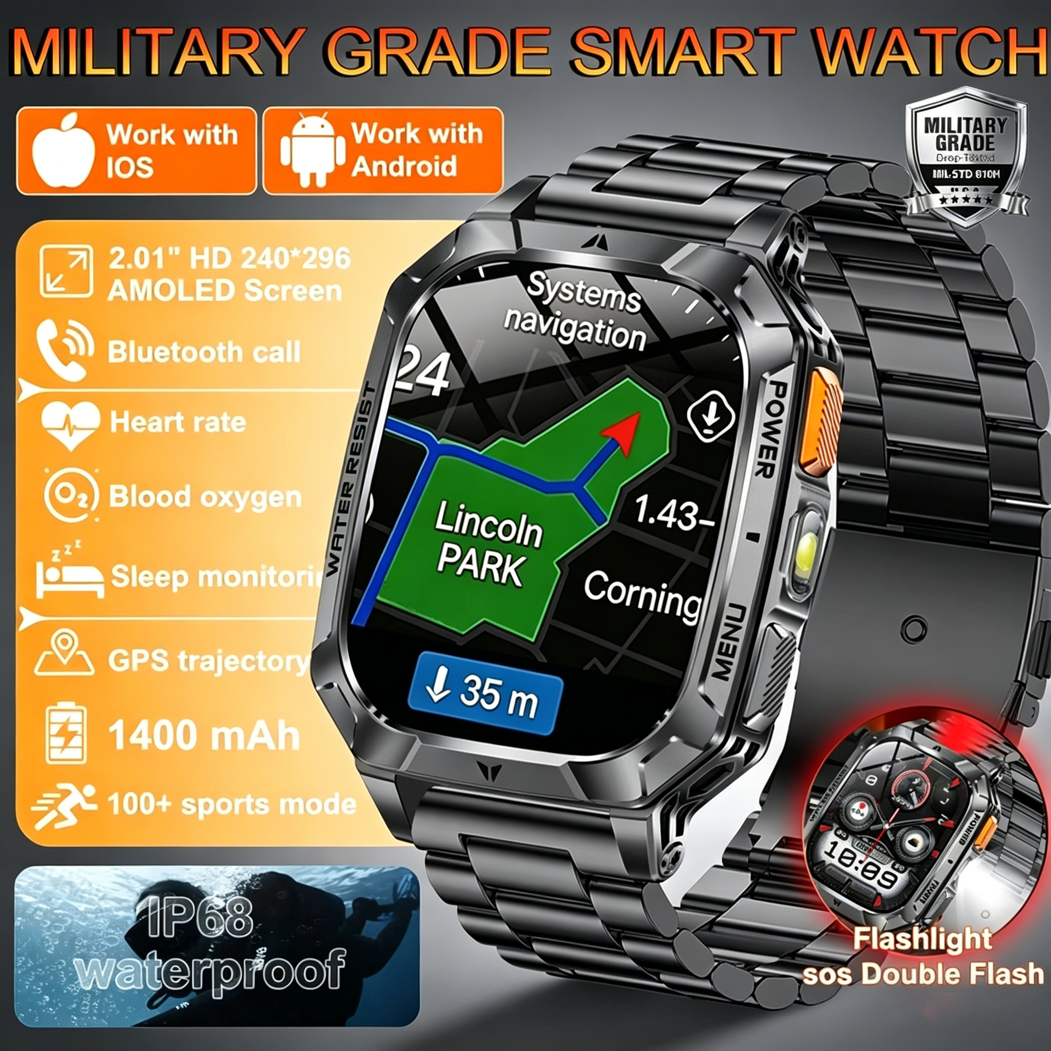 Hot Rugged Outdoor Smart Watch - Smartwatch Rugged Watches For Men บทวิจารณ์และราคา