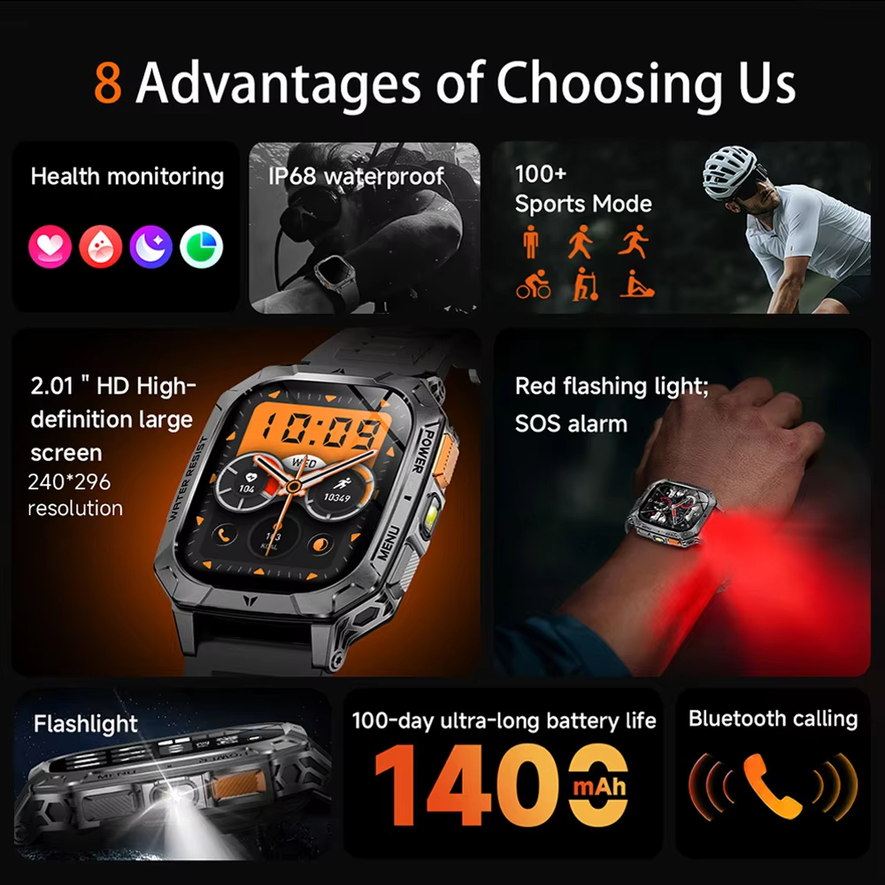 Hot Rugged Outdoor Smart Watch - Smartwatch Rugged Watches For Men บทวิจารณ์และราคา