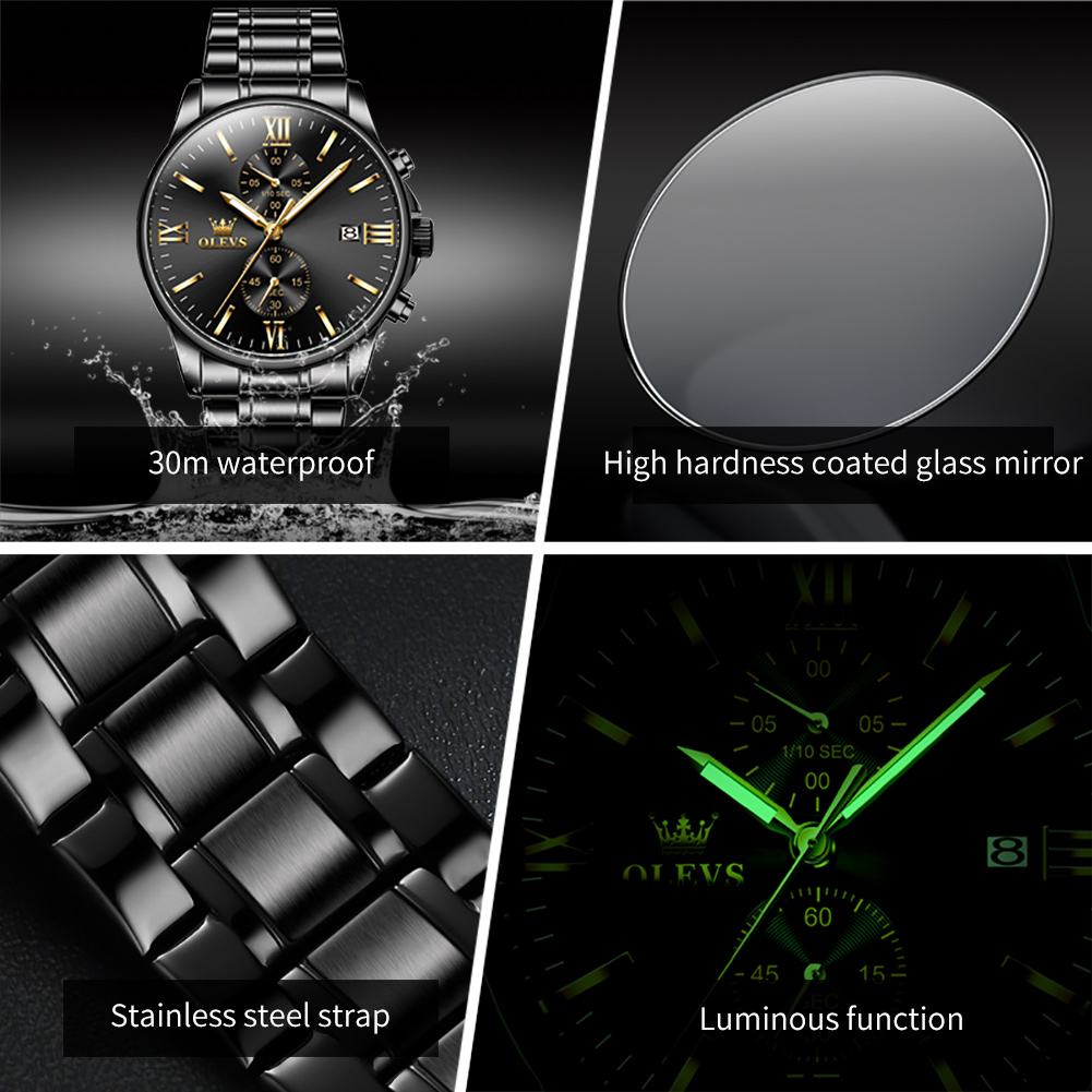 OLEVS 2886 Classic Black Quart - Smartwatch Watches For Men Brands บทวิจารณ์และราคา