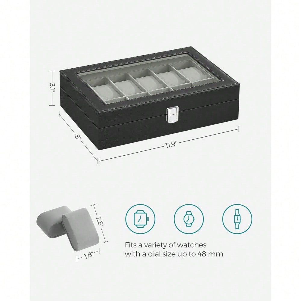 12 Slot Black Watch Box Organi - Watch Display Pillow บทวิจารณ์และราคา