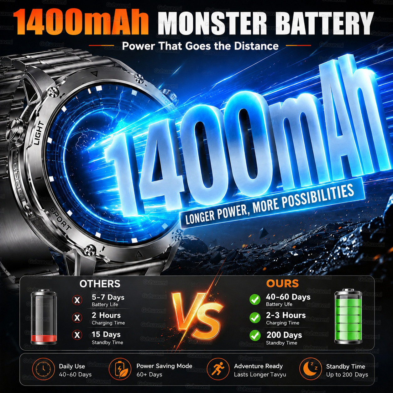 2026 New 1400mAh Big Battery S - Smartwatch Rugged Watches For Men บทวิจารณ์และราคา