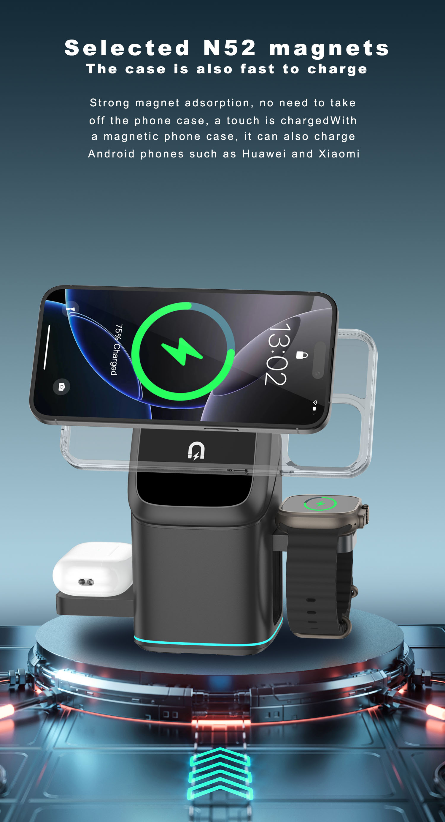 3 in 1 Magnetic Wireless Charg - Iwatch Smartwatch บทวิจารณ์และราคา