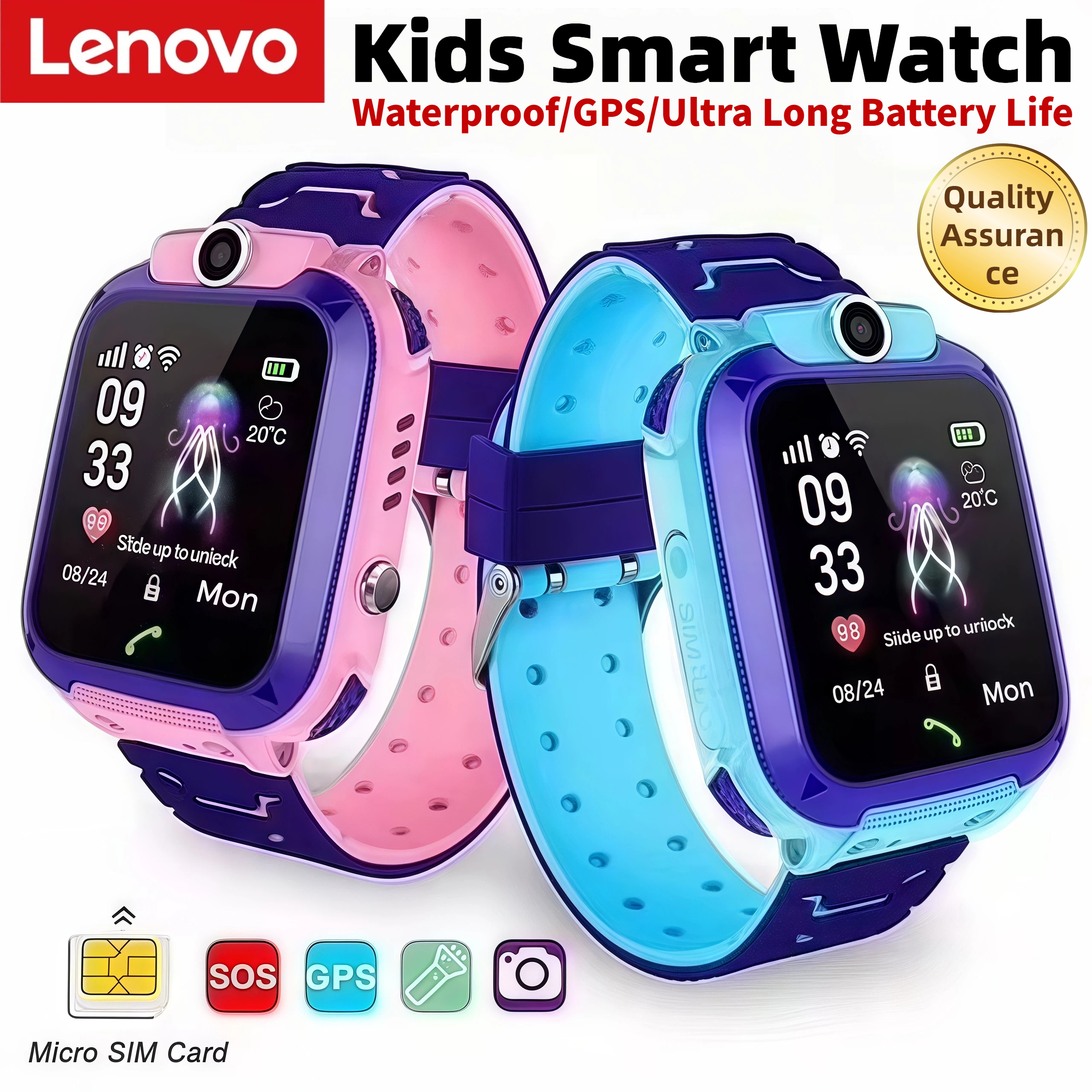 Lenovo Q12 Children's Smart Wa - Smartwatch Watches Gift For Boys With Gps บทวิจารณ์และราคา