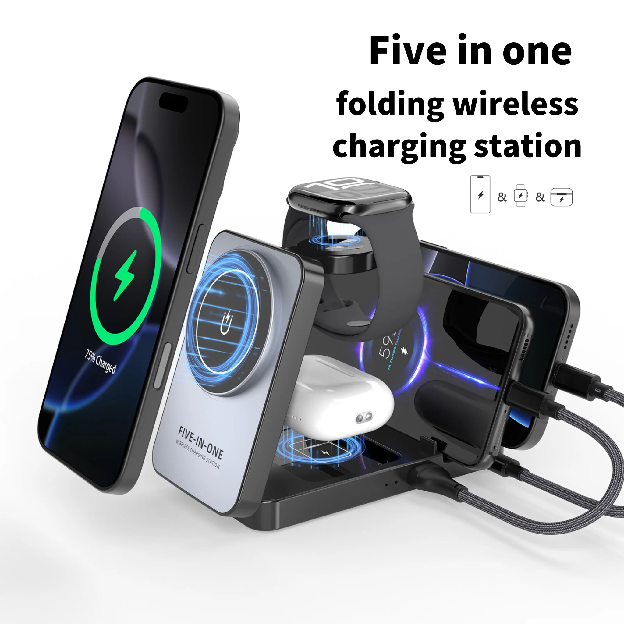 5 in 1 18W Foldable Wireless C - Iwatch Smartwatch บทวิจารณ์และราคา