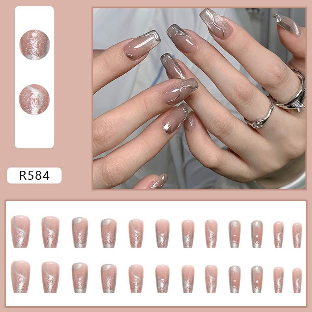 24pcs False Nails for Women Si - Crystal Press Tool บทวิจารณ์และราคา