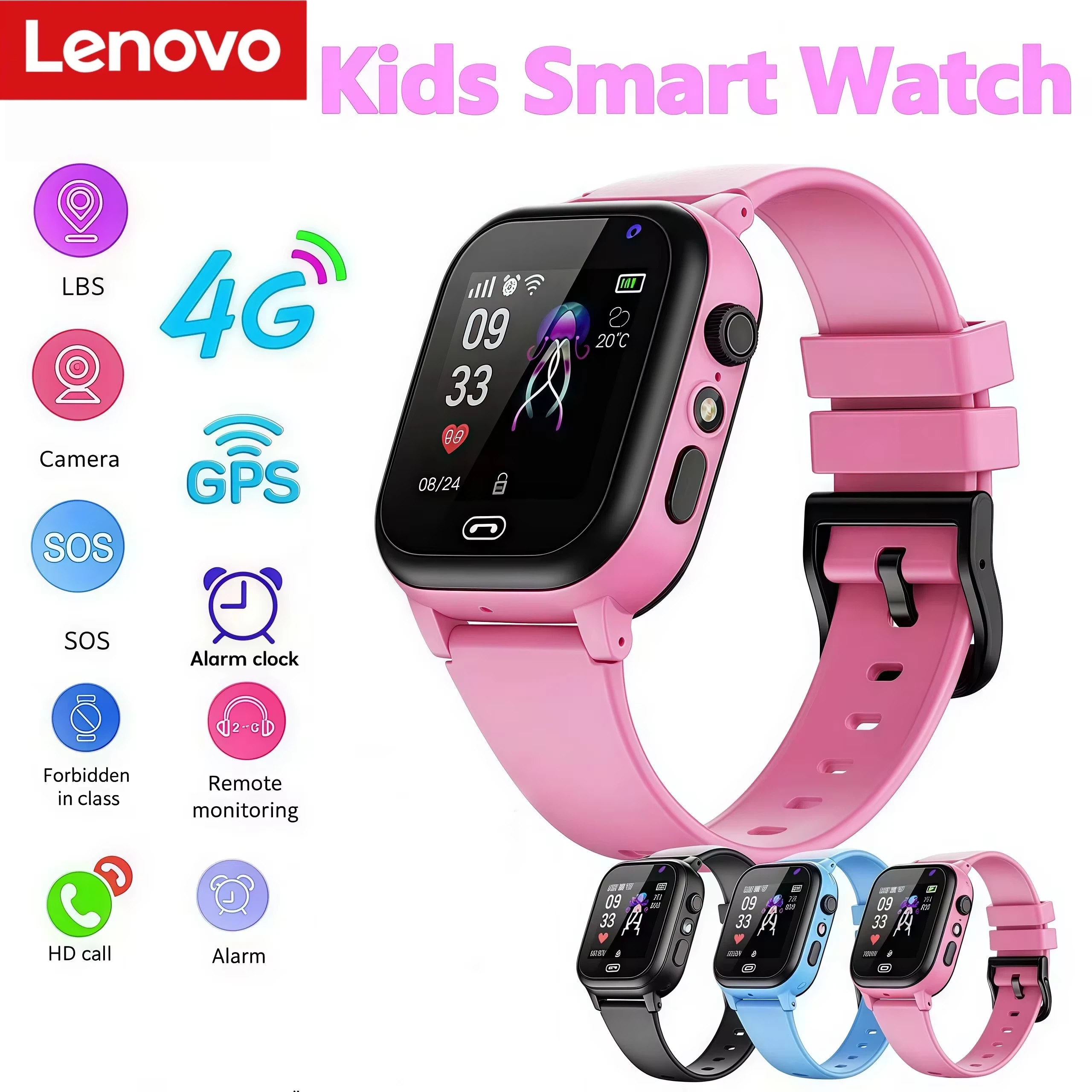 Lenovo Kids Smart Watch SOS Wi - Smartwatch Watches Gift For Boys With Gps บทวิจารณ์และราคา