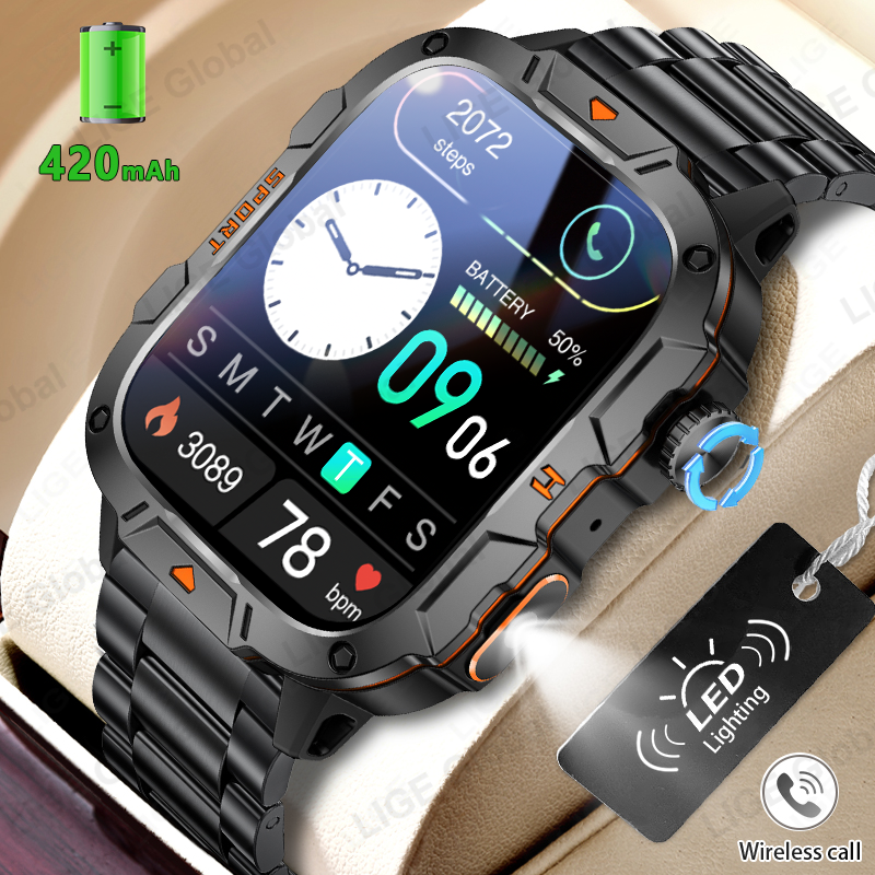 LIGE Rugged Military Smart Wat - Smartwatch Rugged Watches For Men บทวิจารณ์และราคา