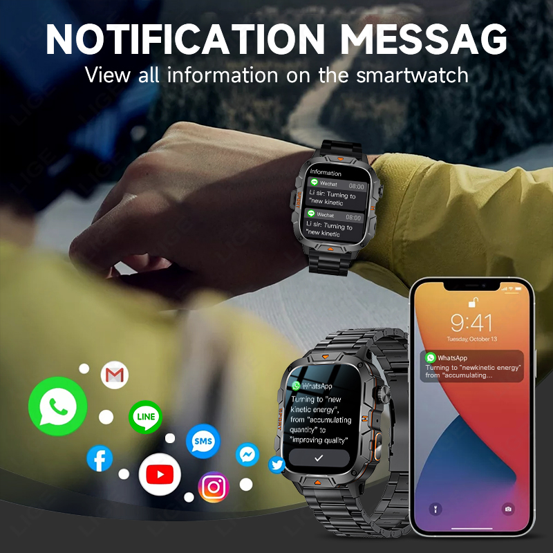 LIGE Rugged Military Smart Wat - Smartwatch Rugged Watches For Men บทวิจารณ์และราคา