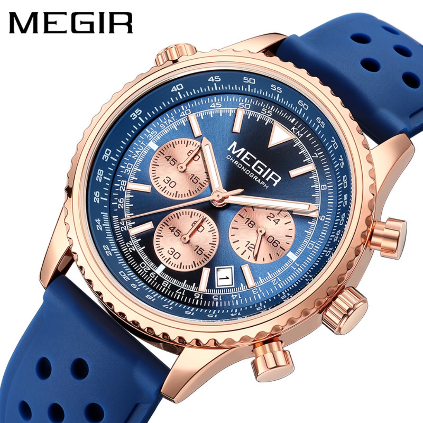 MEGIR Silver Black Quartz Watc - Chronograph Sport Watch บทวิจารณ์และราคา