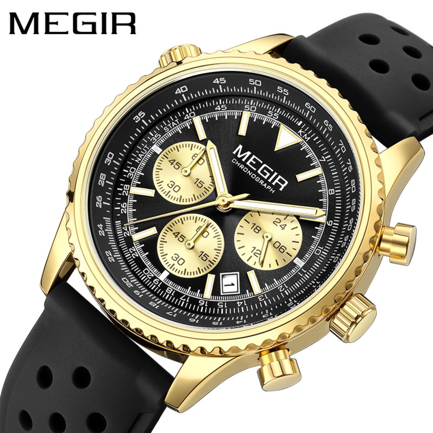 MEGIR Silver Black Quartz Watc - Chronograph Sport Watch บทวิจารณ์และราคา