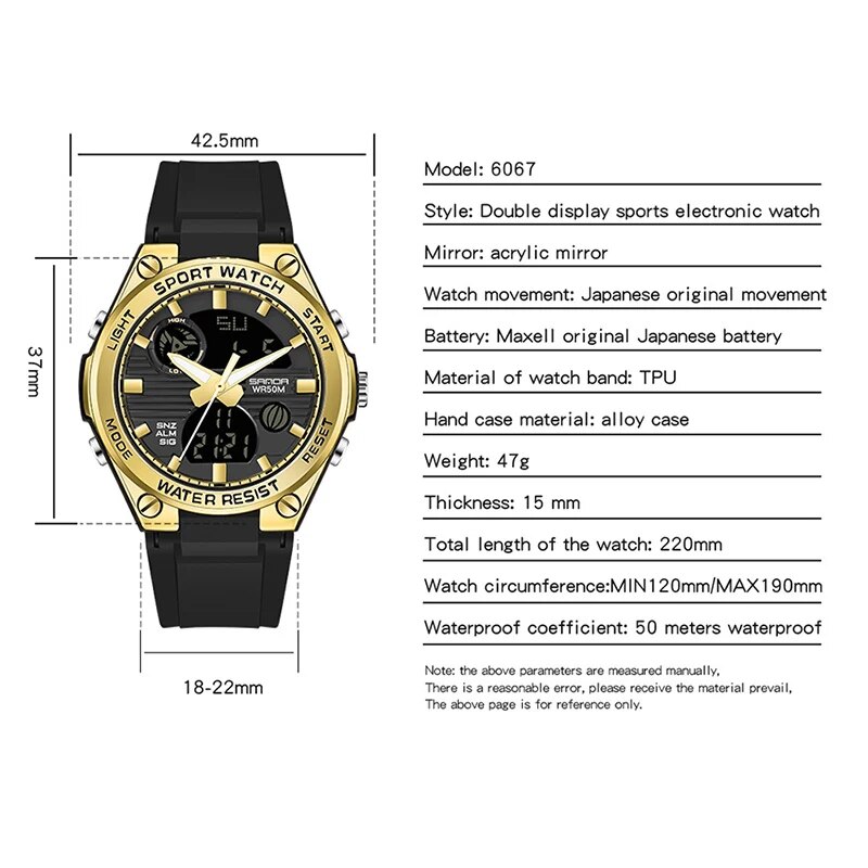 SANDA Brand G Style LED Digita - Chronograph Sport Watch บทวิจารณ์และราคา