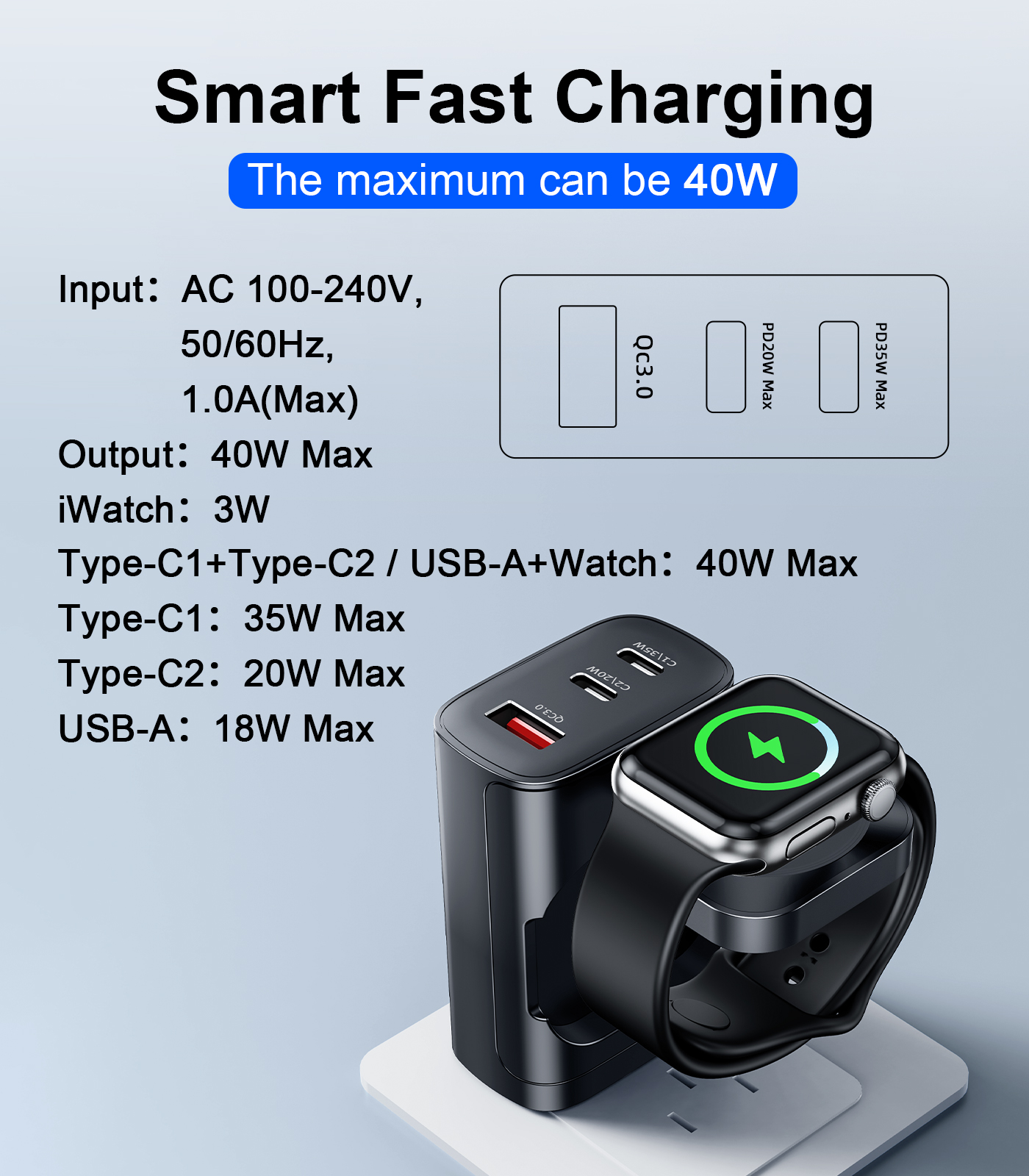 Eary 40W for Apple Charging Bl - Iwatch Smartwatch บทวิจารณ์และราคา