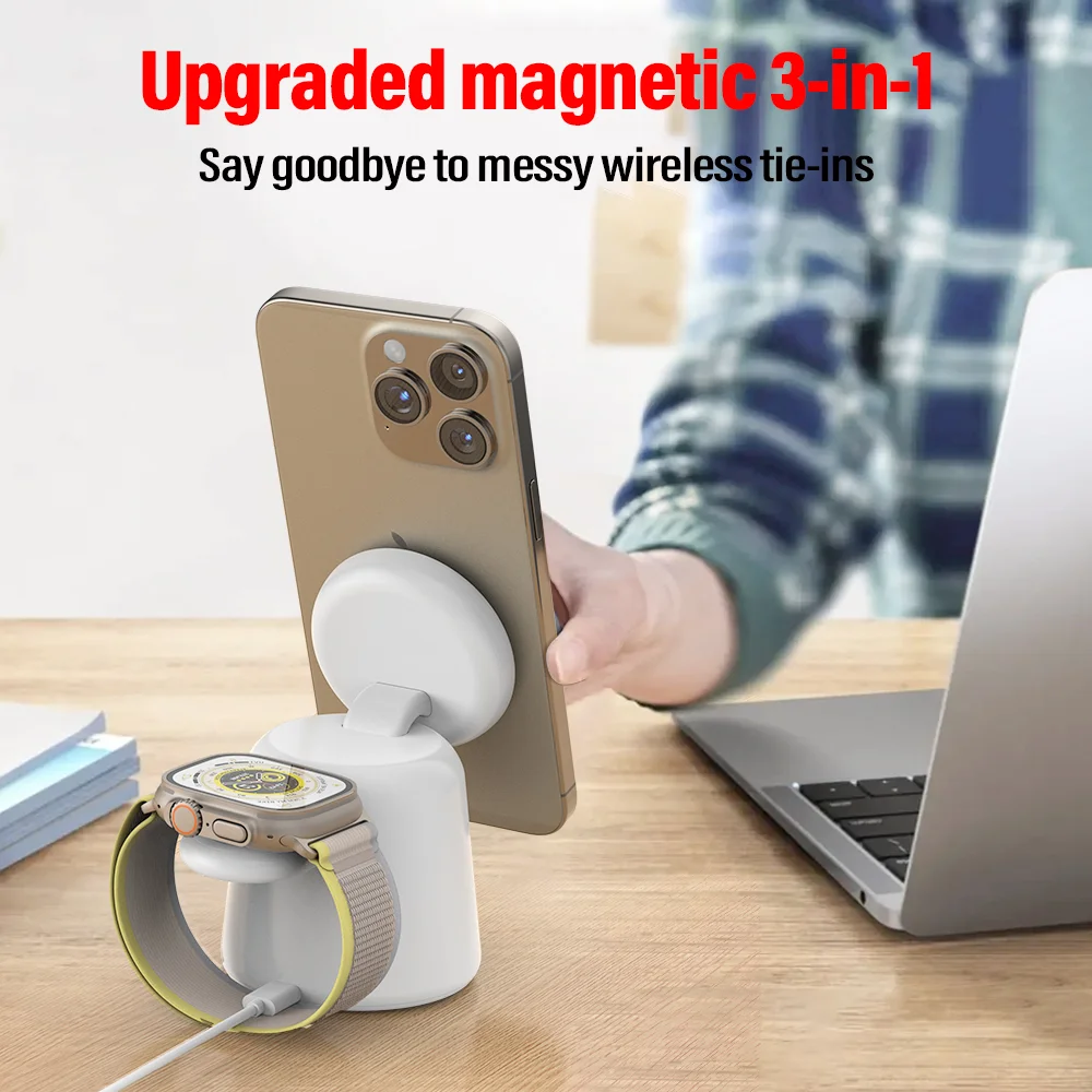 3 in 1 Magnetic Wireless Charg - Iwatch Smartwatch บทวิจารณ์และราคา