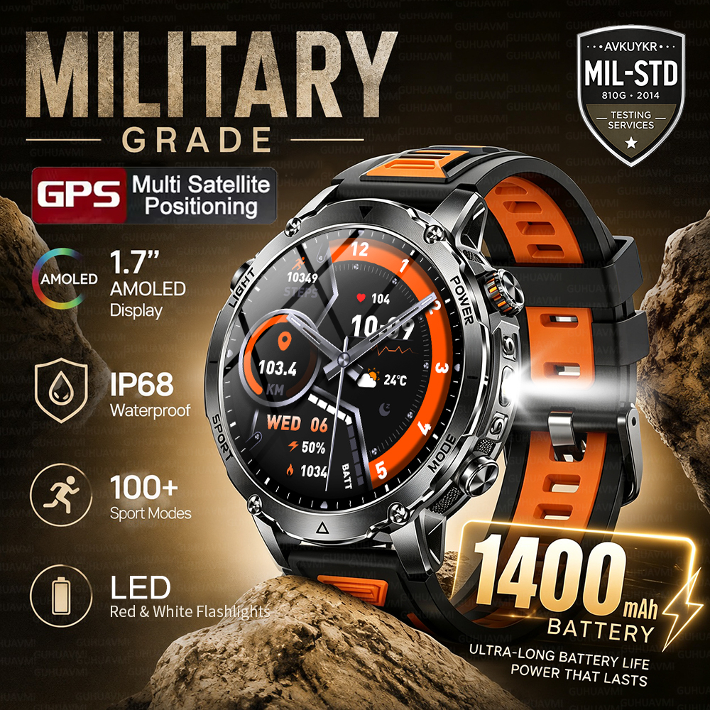 2026 New GPS Tracker 1400mAh S - Smartwatch Rugged Watches For Men บทวิจารณ์และราคา