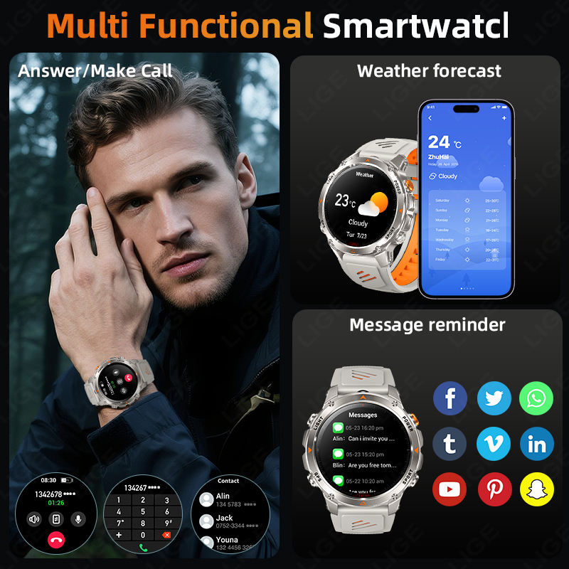 LIGE Rugged GPS Track Smart Wa - Watch Smart Smartwatch บทวิจารณ์และราคา