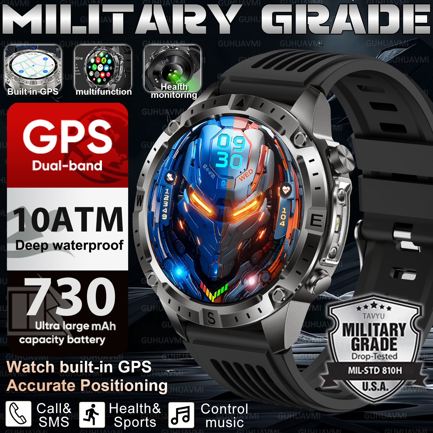 New Men Army grade Built-in GP - Smartwatch Army Watches For Men บทวิจารณ์และราคา