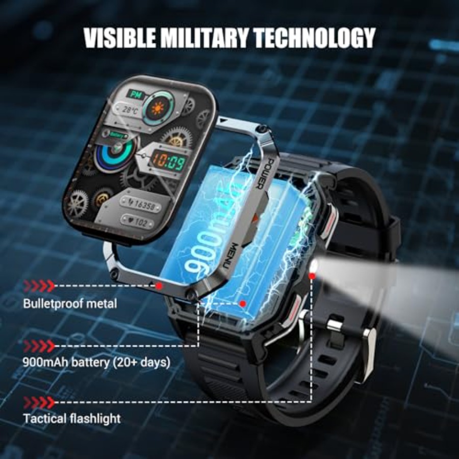 Military Tactical Smart Watche - Smartwatch Rugged Watches For Men บทวิจารณ์และราคา