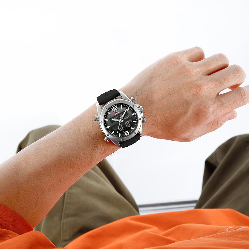 NAVIFORCE Men Quartz LCD Dual  - Watch Display Pillow บทวิจารณ์และราคา