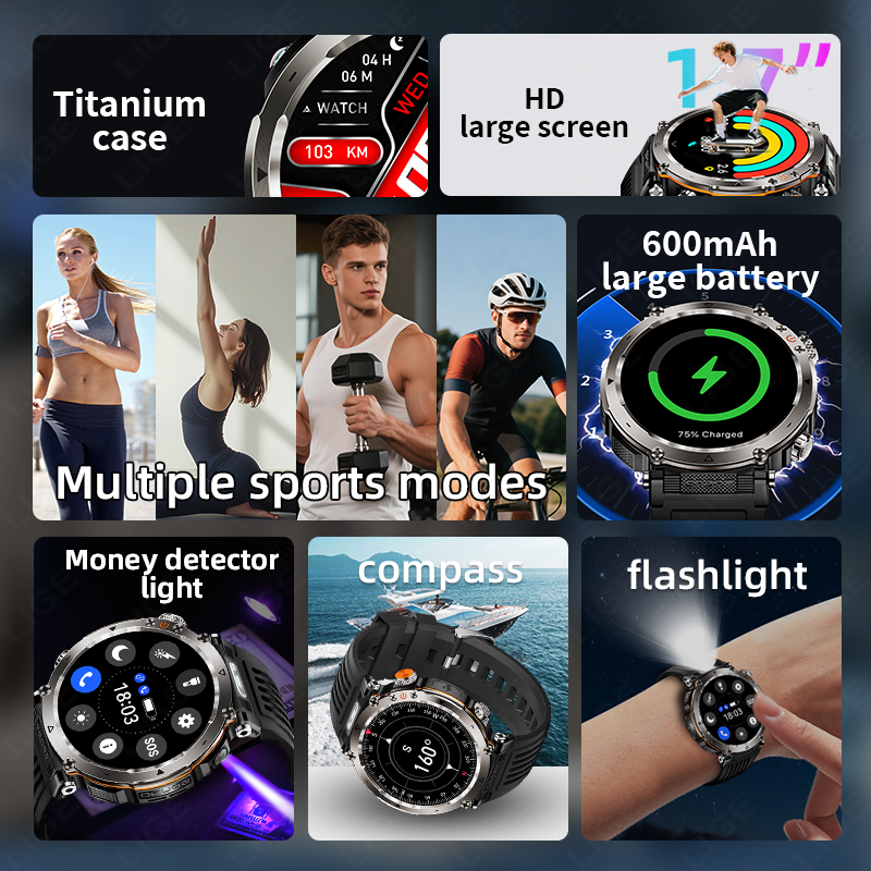 New Military Outdoor Smartwatc - Watch Smart Smartwatch บทวิจารณ์และราคา