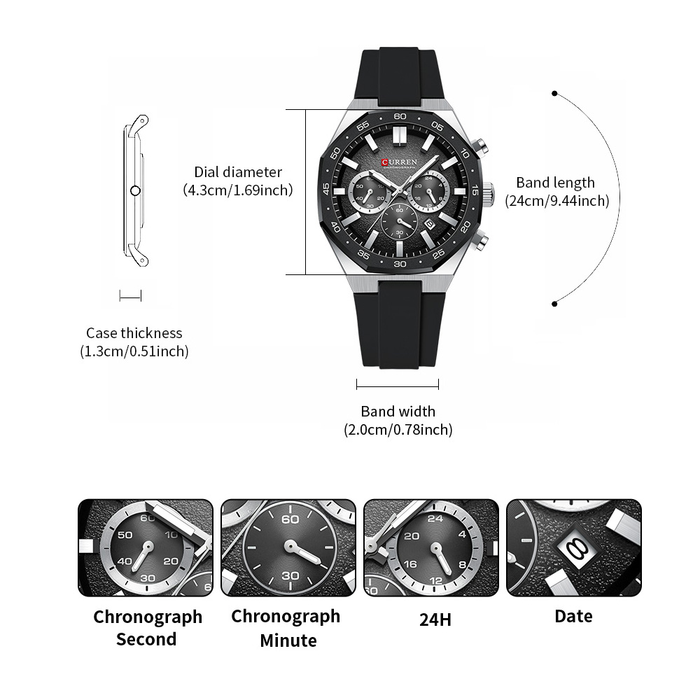 CURREN Fashion Casual Men Spor - Chronograph Sport Watch บทวิจารณ์และราคา