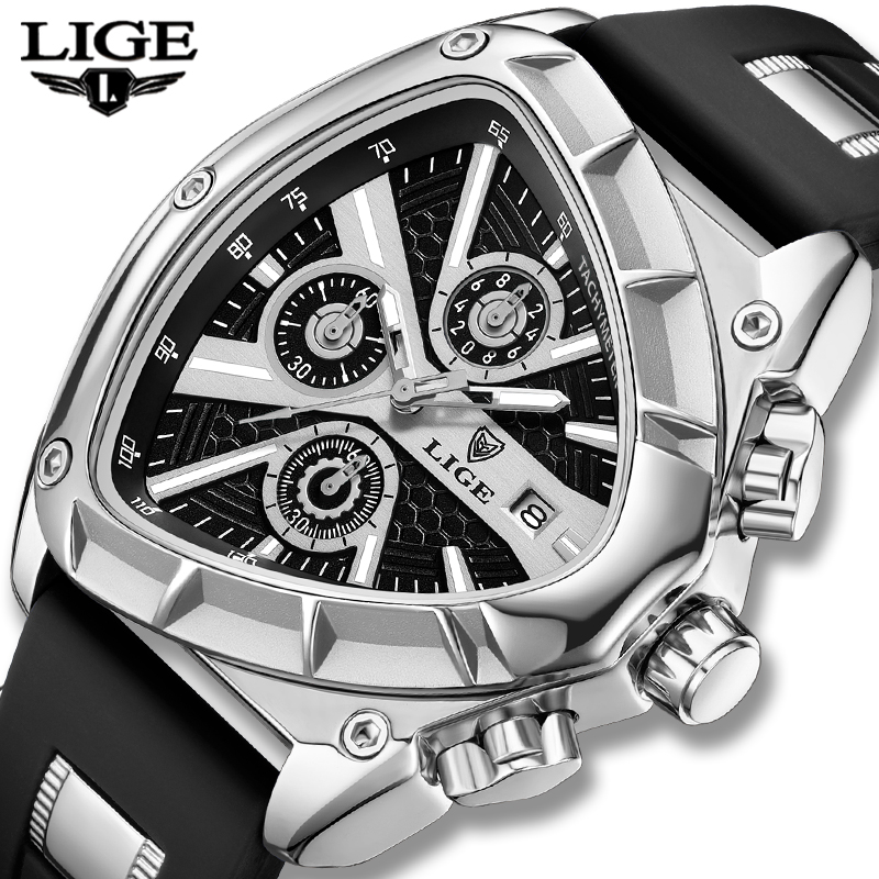 LIGE Fashion Men Watch Triangl - Smartwatch Army Watches For Men บทวิจารณ์และราคา