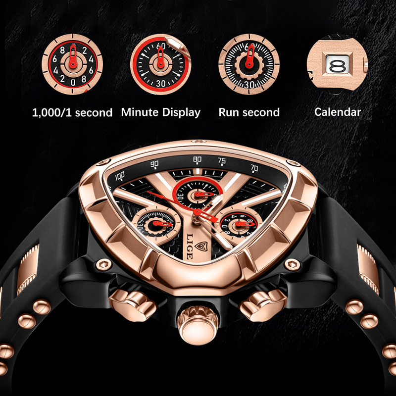 LIGE Fashion Men Watch Triangl - Smartwatch Army Watches For Men บทวิจารณ์และราคา