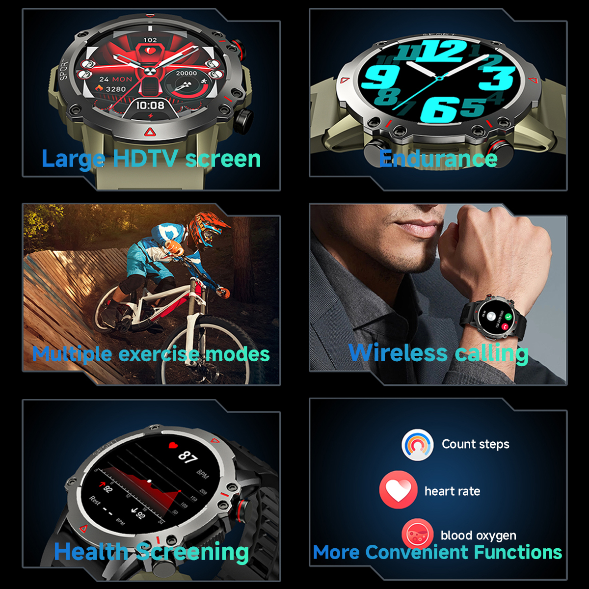 AMOLED SmartWatch Rugged Milit - Smartwatch Rugged Watches For Men บทวิจารณ์และราคา