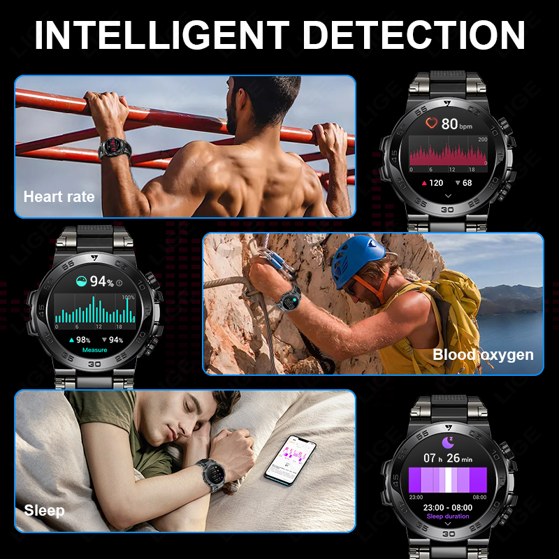 LIGE Rugged Military Smart Wat - Smartwatch Rugged Watches For Men บทวิจารณ์และราคา