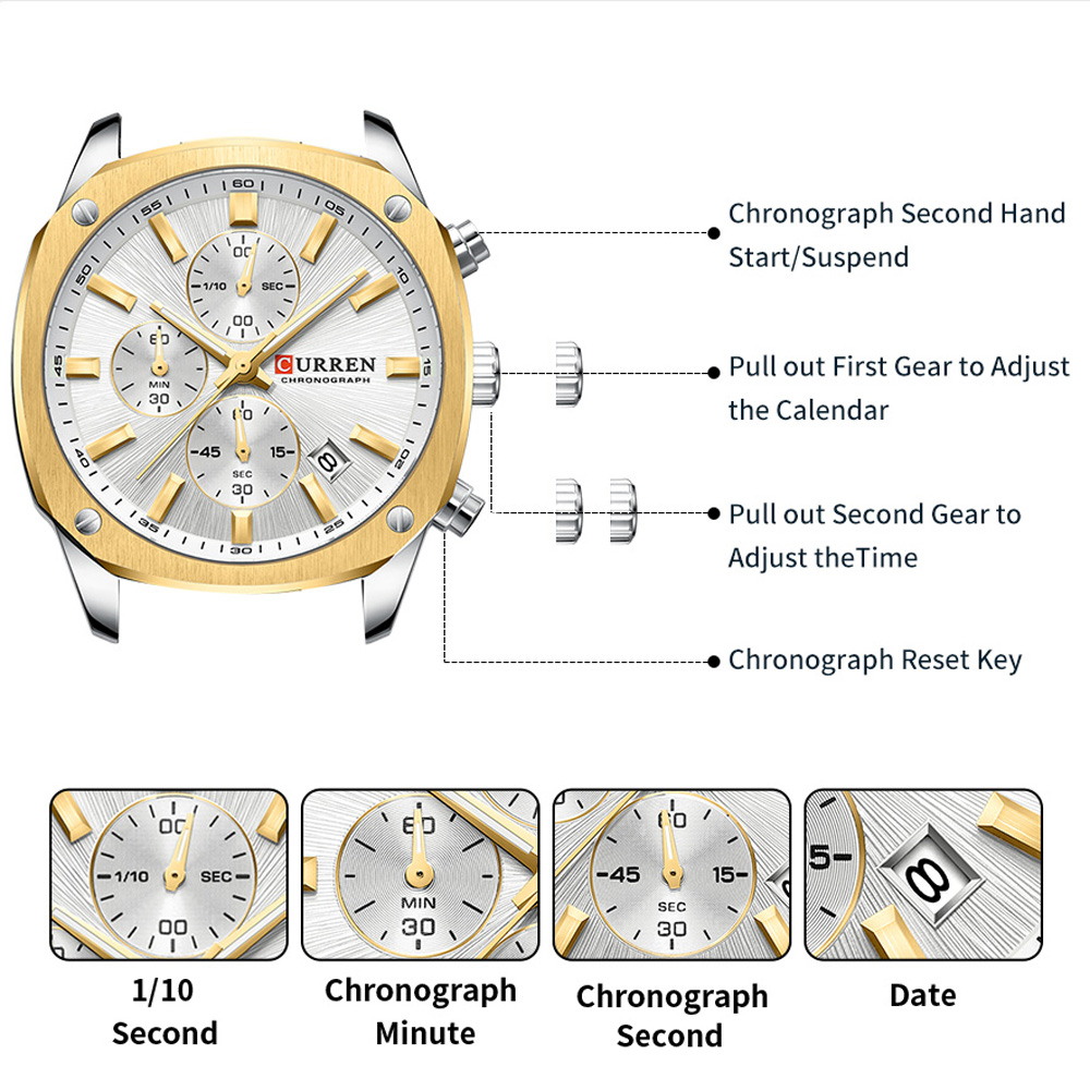 CURREN Modern Men's 42mm Sport - Chronograph Sport Watch บทวิจารณ์และราคา