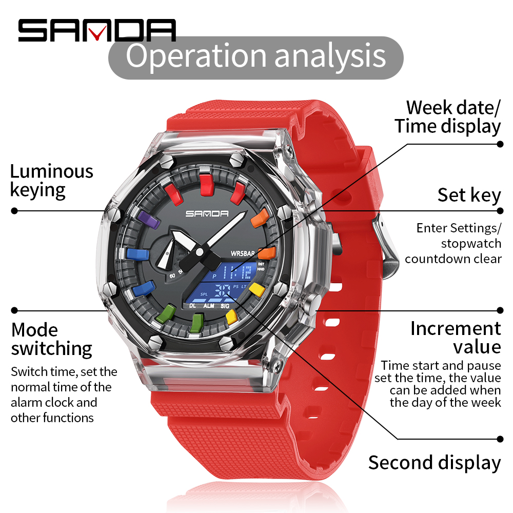 SANDA 3341Digital LED Watch Me - Smartwatch Army Watches For Men บทวิจารณ์และราคา