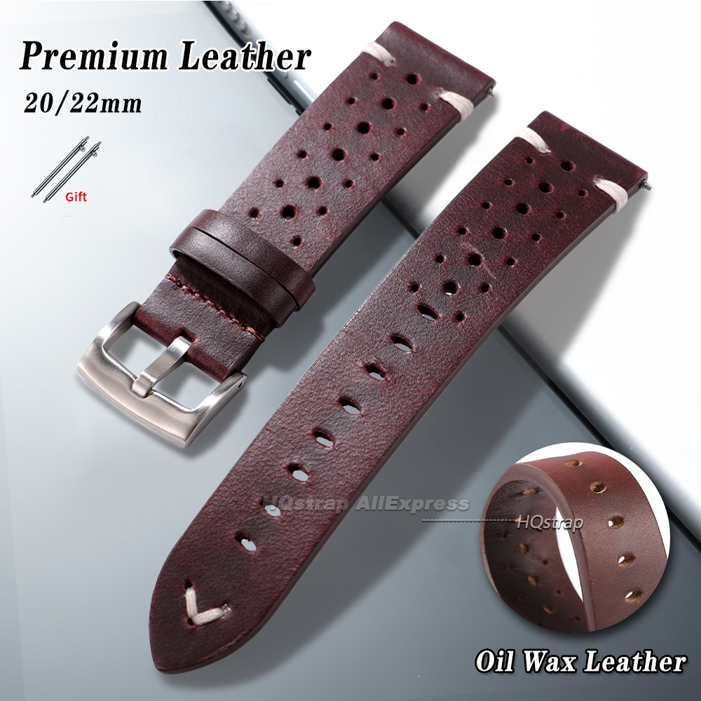 Oil Wax Cowhide Watch Strap 20 - Smartwatch Premium Watches For Women บทวิจารณ์และราคา