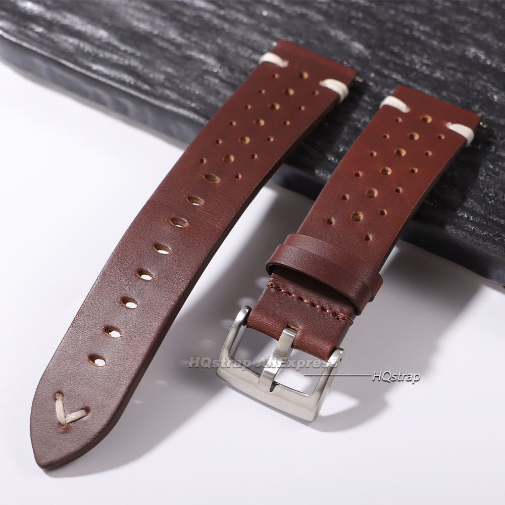 Oil Wax Cowhide Watch Strap 20 - Smartwatch Premium Watches For Women บทวิจารณ์และราคา