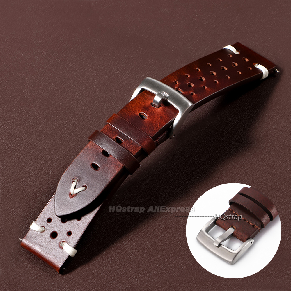 Oil Wax Cowhide Watch Strap 20 - Smartwatch Premium Watches For Women บทวิจารณ์และราคา