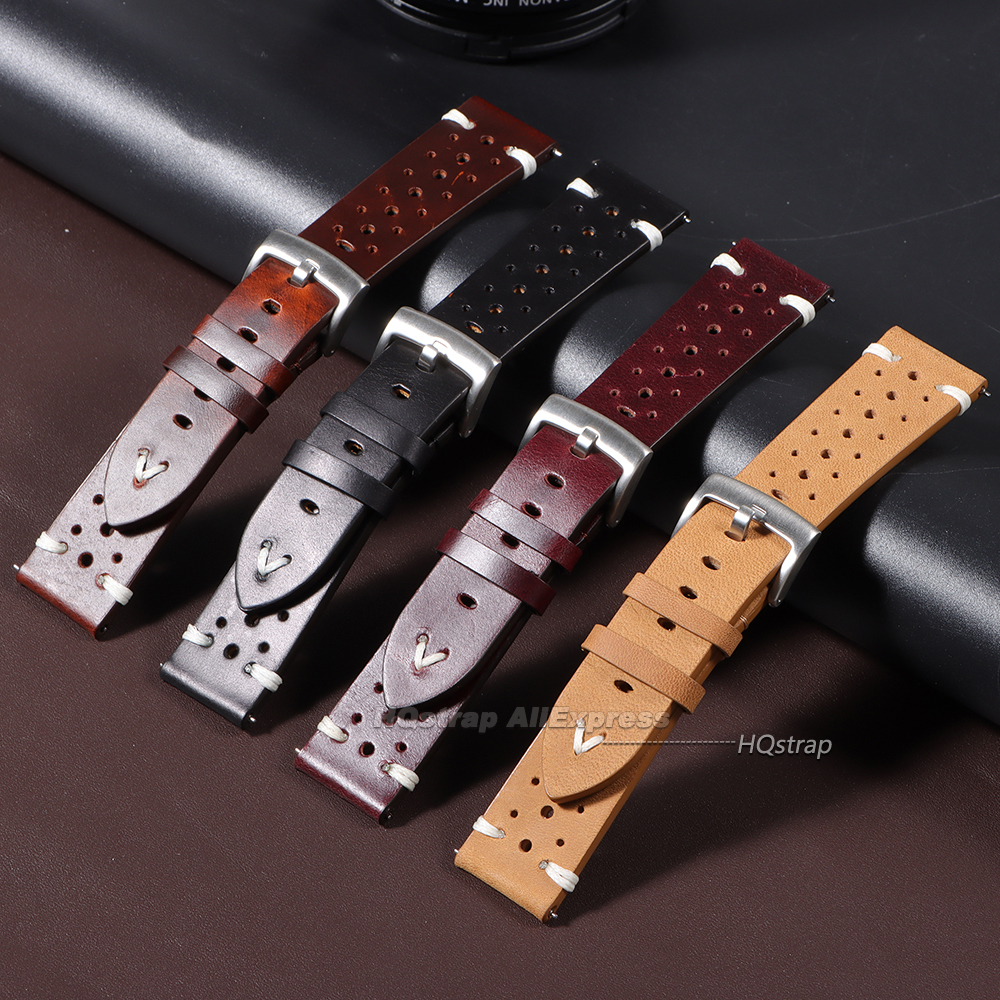 Oil Wax Cowhide Watch Strap 20 - Smartwatch Premium Watches For Women บทวิจารณ์และราคา