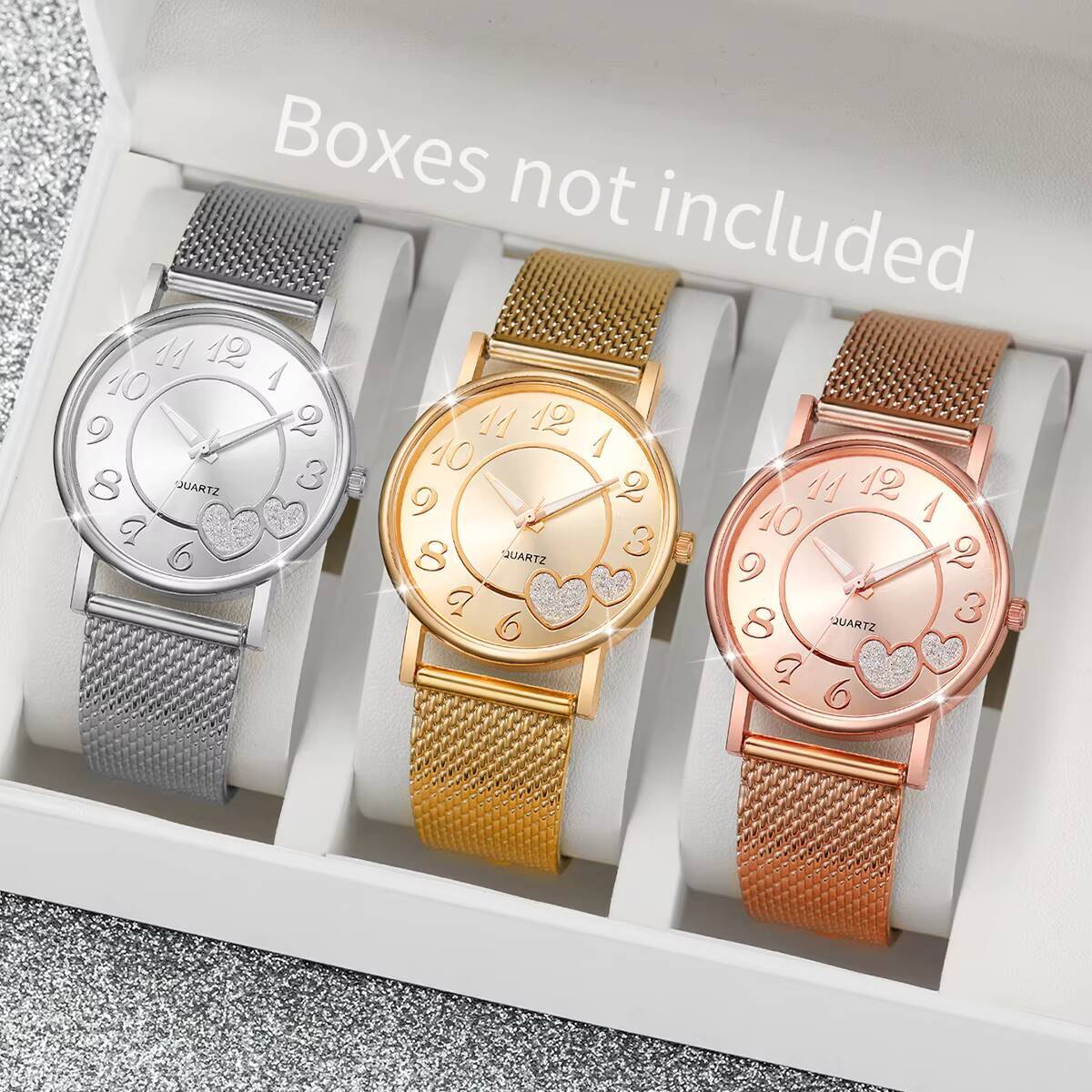 1/3PCS Fashion Heart Dial Wome - Ladies Fashion Watch บทวิจารณ์และราคา